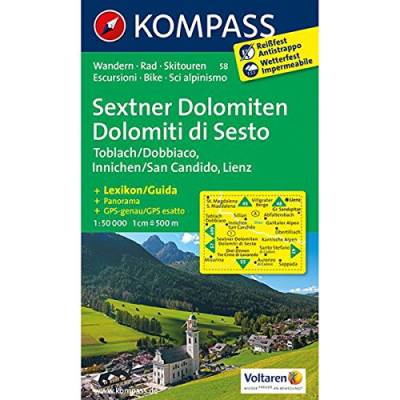 Sextner Dolomiten/Dolomit di Sesto - Toblach/Dobbiaco - Innichen/San Candido - Lienz: Wanderkarte mit Aktiv Guide, Panorama, Radrouten und alpinen ... 1:50000 (KOMPASS Wanderkarte, Band 58)